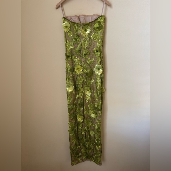 Rachel Gilbert New Pierre Embellished Gown Dress Floral Beaded Strapless Size 4 - Picture 5 of 12